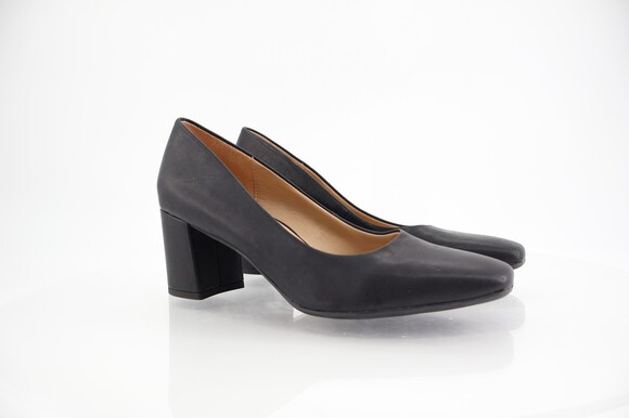 Naturalizer Womens Warner Square Toe Pumps Block Heel Black Faux Leather Size 10 - Picture 2 of 12